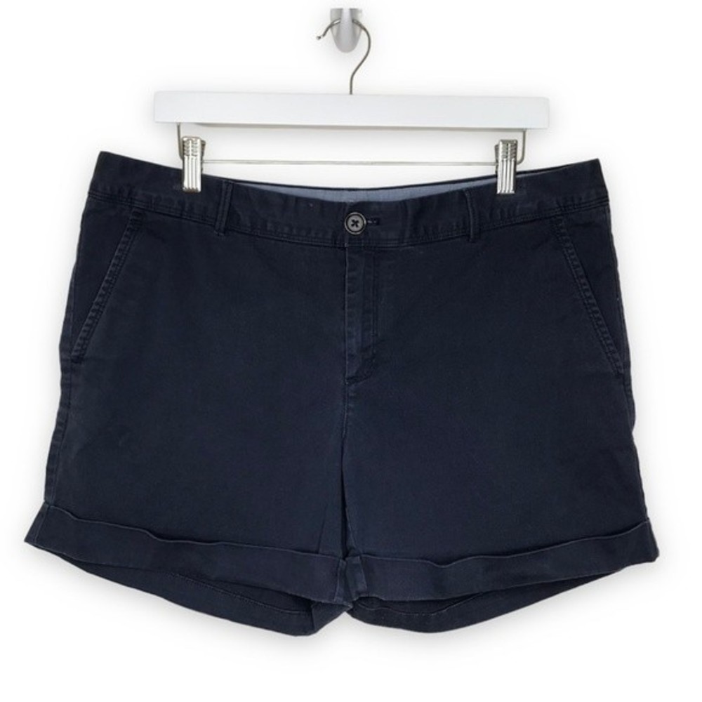 Banana Republic City Chino Navy Rolled Cuff Shorts 5 Inch Inseam Women Size 14